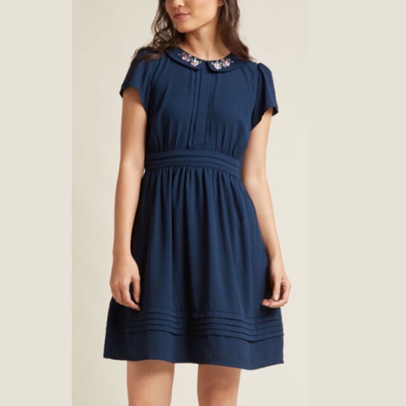 Modcloth Dresses & Skirts - ModCloth Feminine Shirt Dress Embroidered Collar